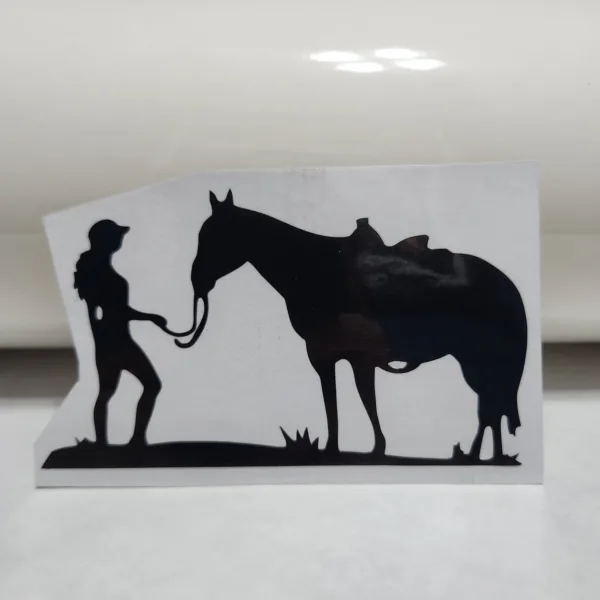 Sticker- Vaquera y Caballo - Negro