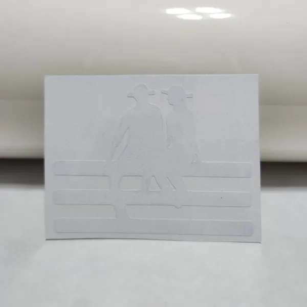 Sticker - Vaquero y Vaquera sentado en la Cerca - Blanco