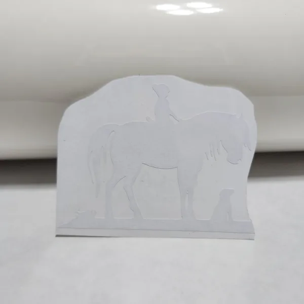 Sticker - Niña en Caballo y Perrito - Blanco