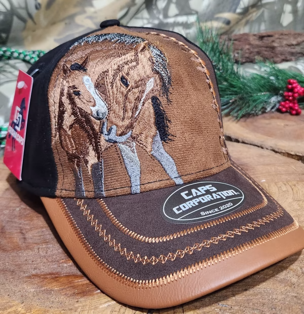 Gorra Caballista- gamuza-chocolate/negro