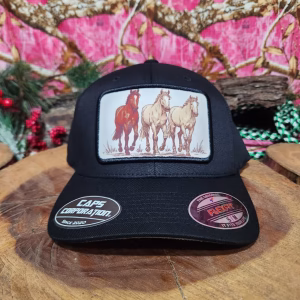 Gorra Flexfit S/M – Negro -Caballos
